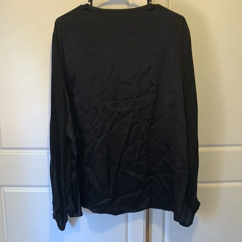 Oscar de la Renta Red Label Black Silk Top Blouse Romantic Minimalist, 20W - Picture 2 of 3